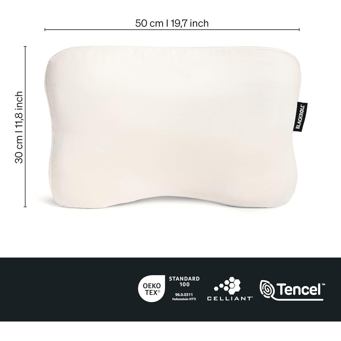 Наволочка BLACKROLL Преміум Комфорт чохол на подушку для відновлення (50 30 см), Tencel Lyocell та CELLIANT, охолоджувальний ефект та повітропроникний колір Білий/Зелений