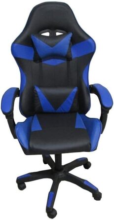 Регульоване м&39яке ігрове крісло з колесами чорного та синього кольорів - Kiter
