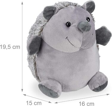 Їжачок Relaxdays, тканинний, для підлоги, всередині, декоративний обмежувач дверей у вигляді тварини, висота 19,5 см, м'який, важк