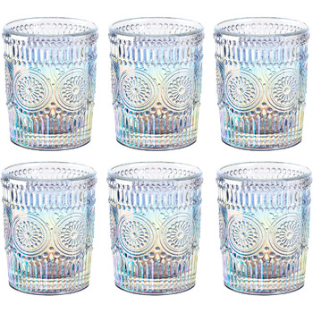 Мл Rainbow Water Glasses - Окуляри-тумблери Барвистий набір з 6 шт. - Шиммерні склянки для пиття Романтика для води, напоїв, кокте