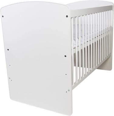 Дитяче ліжечко K2 Біле 12060 см Дерев&39яне дитяче ліжко з 3-позиційною регульованою висотою рейковою основою та 3 знімними перекладинами Ліжечко з сосни та МДФ Матрац не входить до комплекту, Біле