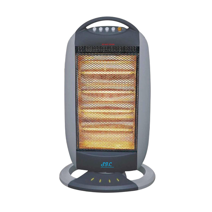 Електричний обігрівач, коливальний галогенний обігрівач, 3 рівні потужності, безшумна коливання, корпус з холодним покриттям, система захисту від нахилу, тепловий захист, 1200 Вт