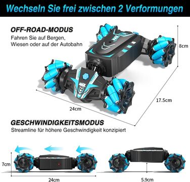 Автомобіль з дистанційним керуванням AYIQUTY, трюк на радіоуправлінні зі спреєм, світлом і музикою для дітей, повний привід 2,4 ГГ