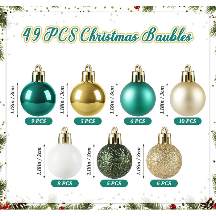 Набір з 49 предметів ялинкових прикрас Agoer