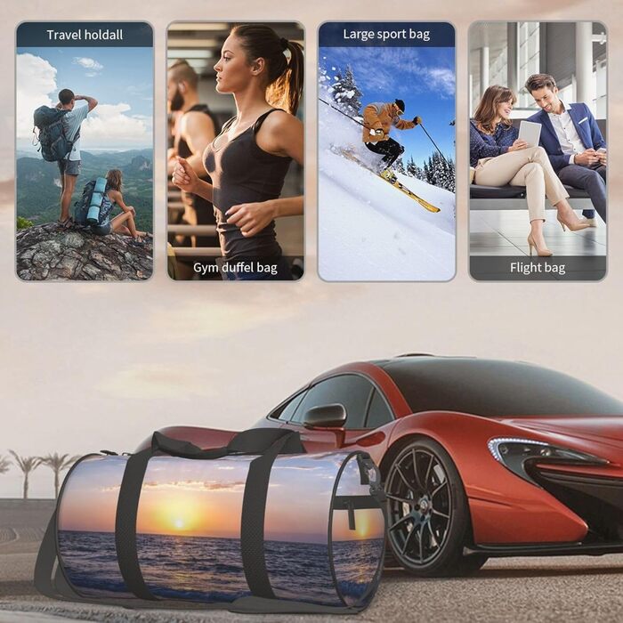 Спортивна сумка, дорожня сумка, пляжна сумка, з принтом, сумка на нічліг, чорна, універсальний розмір, сумка для подорожей