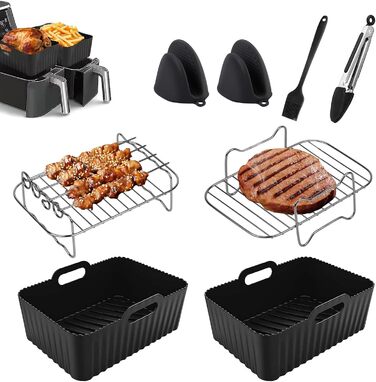 Аксесуари для фритюрниці Pyrrhonian - Аксесуари для фритюрниці Ninja Foodi AF400EU AF300EU 9.5L та інших двозонних фритюрниць, без BPA, аксесуари для фритюрниці Ninja, аксесуари для фритюрниці