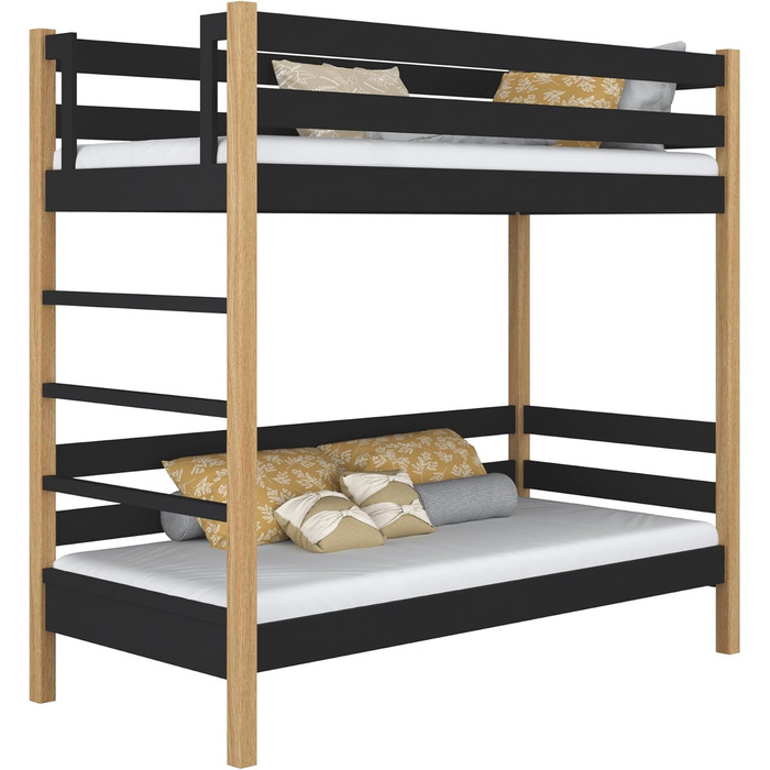 Двоярусне ліжко N-wood N03, дитяче ліжко 120х180 см, для 2 дітей, 2 сторони для складання сходів Ліва або права, Безпечні закругле