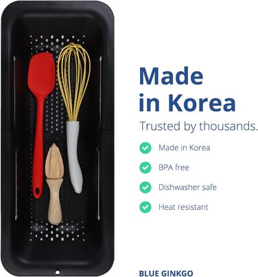 Кошик для сита BLUE GINKGO над раковиною миття овочів та фруктів, злив вареної локшини висувна шухляда кухонне приладдя (20 Вт x 3
