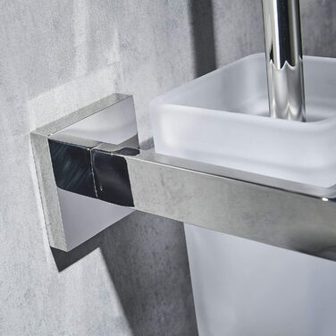 Туалетна щітка і тримач Настінний щіткотримач, хром, туалетний набір Набір туалетних щіток з нержавіючої сталі 304 і матового скла для ванної кімнати