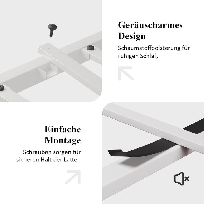 Ліжко 140x200 з узголів&39ям та узніжжям у формі метеликів/основа матраца/місце для зберігання речей під ліжком/рейковий каркас не потрібен/легке складання/тиха робота/білий 140 x 200 см