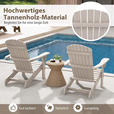 Складане крісло COSTWAY Adirondack, комплект з 2 шт. , дерев&39яне крісло Adirondack, садове крісло з високою спинкою та широкими підлокітниками для саду, патіо, вантажопідйомність 180 кг (сіре) сірого кольору, комплект з 2 шт.