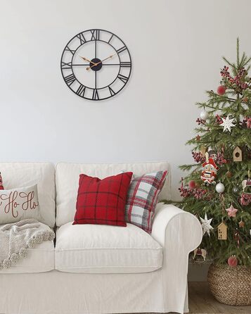 Настінний годинник великий, європейський промисловий старовинний настінний годинник з римськими цифрами, безшумний без цокання мет