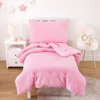 Комплект дитячої постільної білизни Wake In Cloud - Minky Dot для хлопчиків та дівчаток, 4-компонентний м'який комплект для дитячо