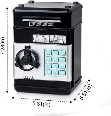 Скарбничка купюри Електронні гроші Банк Скарбничка, Скарбничка Скарбничка Банкомат Скарбничка Дитяча Цифровий Банкомат Скарбнички з лічильником, Подарунки на День Народження для 5-12 років Хлопчик (Чорний)
