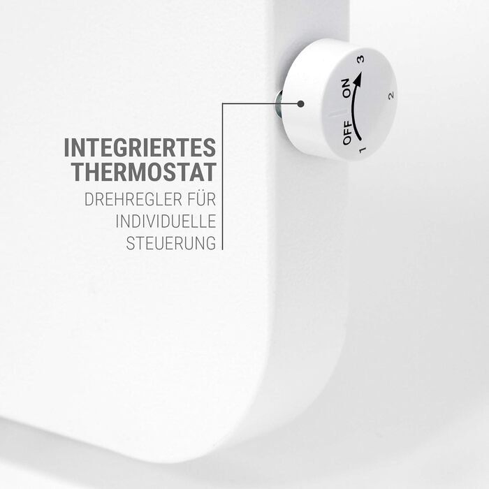 Інфрачервоний гібридний обігрівач VASNER Konvi Plus Електричний обігрівач з термостатом, 600-1200 Вт, гібридний інфрачервоний обігрівач, білий колір із закругленими кутами, настінний, 3-річна гарантія, німецька карбонова технологія (900 Вт)