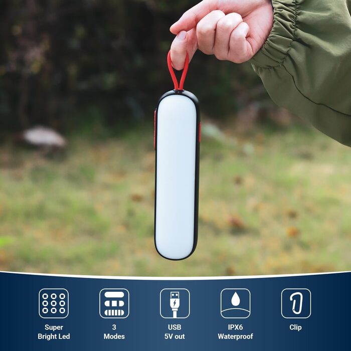 Акумуляторний кемпінговий ліхтарик Daffodil LEC600 для використання на відкритому повітрі - портативний світлодіодний ліхтарик із зарядним пристроєм ємністю 3600 мАг, 3 режими світла ліхтарик із 42 світлодіодами, червоне світло/аварійне світло, клас захис