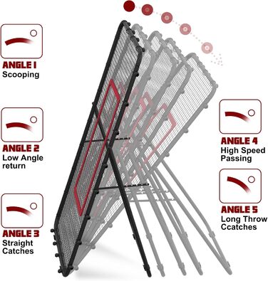Волейбольна сітка LIANTRAL 2,2 × 1,2 м – тренувальне обладнання з зоною відбивання для лакросу, бейсболу та вправ, регульована для заднього двору, приміщення чи вулиці, чорна