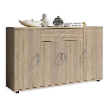 Комод Stella Trading LILLY з обробкою дуба Сонома - Сучасний буфет з великою кількістю місця для зберігання речей у вашій вітальні - 118 x 70 x 30 см (Ш/В/Г) 30Г x 118Ш x 70В см (1 шухляда) Дуб Сонома