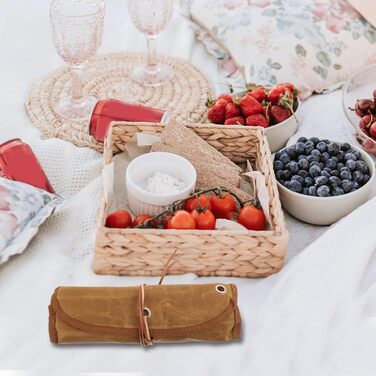 Набір посуду для кемпінгу Beavorty з рулоном столових приборів, портативні столові прибори з нержавіючої сталі для подорожей на відкритому повітрі з сумкою для зберігання, легкий посуд для пікніка для кемпінгу, походів та барбекю