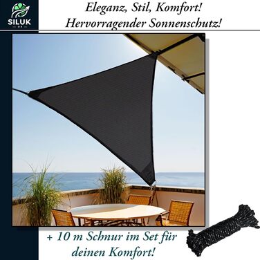 Водонепроникний сонцезахисний навіс для саду з кріпленнями, мотузкою, 100 захист від ультрафіолету (3,6 м x 3,6 м, антрацит) 3,6 м x 3,6 м антрацит