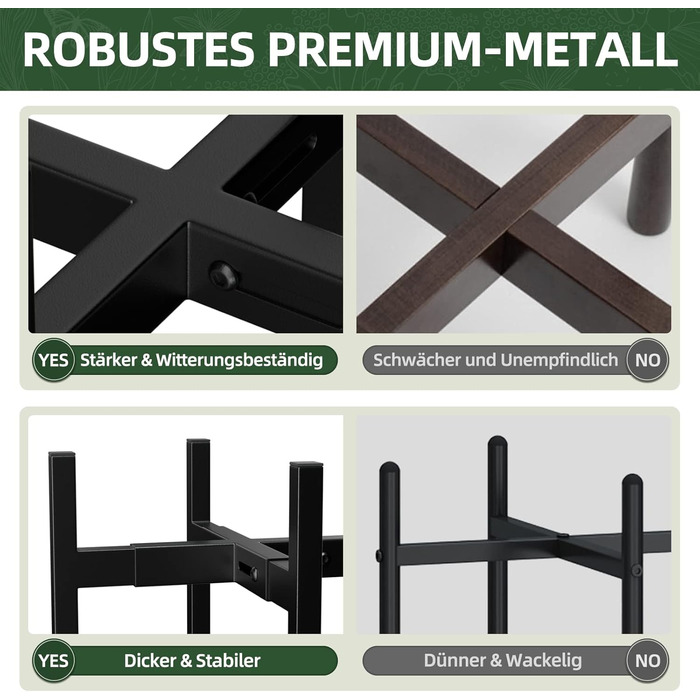 Регульована металева підставка для рослин ZMTECH, чорна, 20-35 см, сучасна підставка для квіткових горщиків, підставка для квітів середини століття для рослин у горщиках, для використання в приміщенні та на вулиці, для кутів кімнат, балконів, терас, внутр