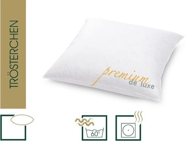 Пухова подушка преміум-класу de Luxe Comfort 50x50 см - Зроблено в Німеччині. М&39яка пухова подушка зі 100 бавовни - 90 пух, 10 пір&39я. Подушка для алергіків.