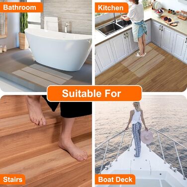 Килимки для сходів Spurtar 15 х 60 см Антиковзаючий килимок, 15 шт. Прозорі килимки для сходів в приміщенні протиковзка стрічка дл