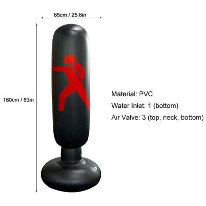 Боксерська груша JanTeelGO Kids 160 см, боксерська груша для миттєвого відскоку для занять карате, тхеквондо та зняття накопиченої