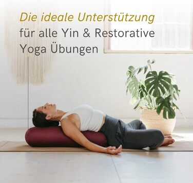 Нашийник Lotuscrafts Bolster Yoga для інь-йоги, наповнювач 100 капок, бавовняний чохол, що можна прати, відновлювальна подушка для вправ, колір баклажан