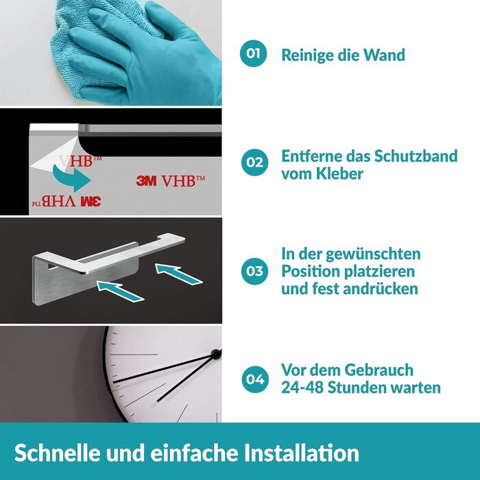 Тримач для туалетних рулонів з нержавіючої сталі без свердління - Самоклеючий тримач для туалетних рулонів - 16 x 5,5 x 8 см Срібл