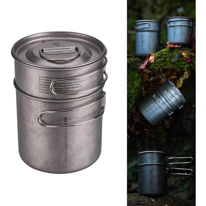 Набір посуду для кемпінгу на свіжому повітрі, горщики для пікніка зі складними ручками, горщики з нержавіючої сталі, аксесуари для кемпінгу, набір міцних горщиків для пікніка