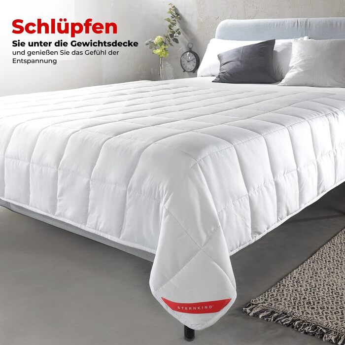 Обтяжена ковдра STERNKIND 135x200 Терапевтична ковдра - обтяжена ковдра приблизно 4 кг, обтяжена ковдра для ліжка, ковдра для релаксації, обтяжена ковдра для дорослих зі скляними намистинами, важка ковдра