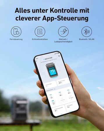 Портативна електростанція Anker SOLIX C300, акумулятор LiFePO4 ємністю 288 Втгод, сонячний генератор потужністю 300 Вт (макс. 600 Вт), двостороння швидка зарядка 140 Вт, для кемпінгу, відпочинку на природі, подорожей, надзвичайних ситуацій, у дорозі (соня