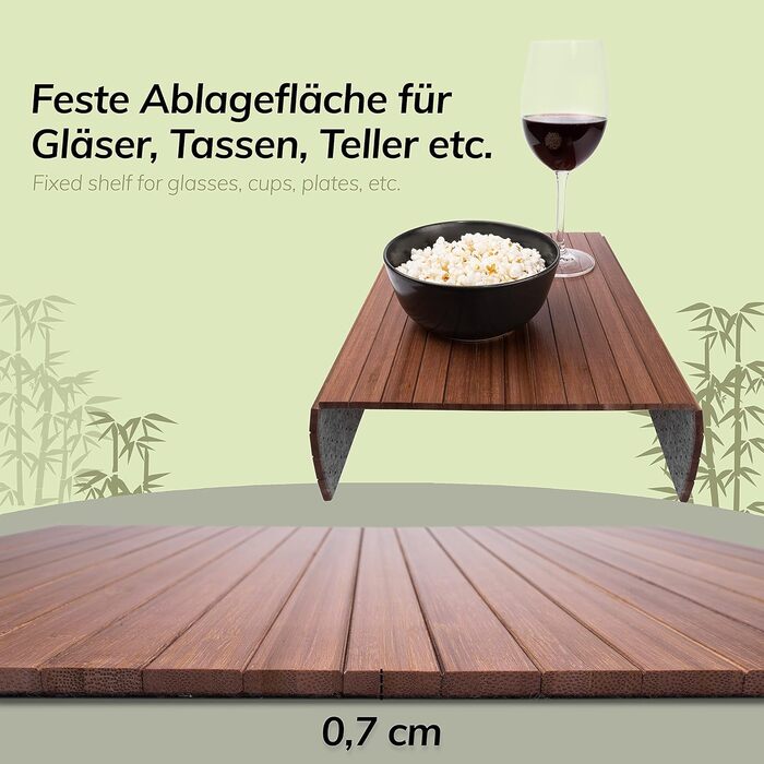 Бамбуковий піднос для дивана - Гнучкий піднос для дивана - Піднос для підлокітників - Дерев&39яний піднос для дивана - Коричневий/Темно-коричневий