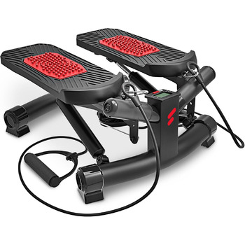 Степер Sportstech 2-в-1 Twister з Power Ropes - якісний німецький бренд - STX300 Twister Stepper та Side Stepper для початківців та досвідчених користувачів, степер вгору-вниз з дисплеєм, домашній тренажер опору STX300 сірий