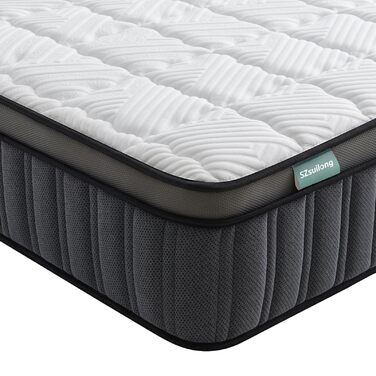 Матрац SZsuilong 180x200 H3 Висота 25 см 7-зонний пружинний матрац із сертифікованим Oeko-Tex ортопедичним пружинним блоком кишенькової конструкції з піною H3/середньої жорсткості 180x200x25 см