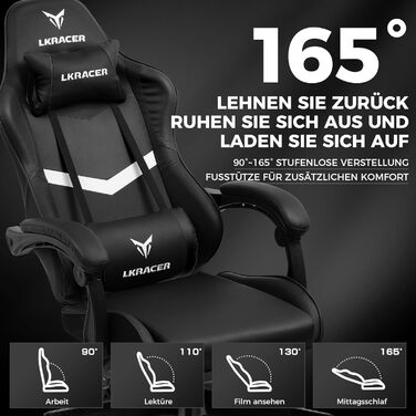 Ігрове крісло GTPLAYER Офісне крісло Масажне ігрове крісло Ергономічне ігрове крісло, підголівник з масажною подушкою для попереку, м&39яке ігрове крісло, обертове крісло чорного кольору