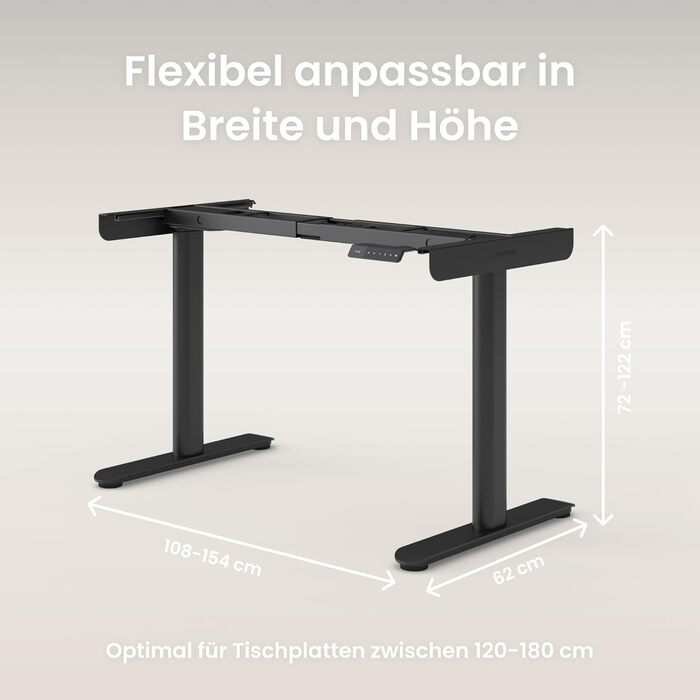 Каркас столу з регулюванням висоти, каркас столу з електричним регулюванням висоти, сертифікований TV, стіл з регулюванням висоти та подвійною моторною системою, 7-річна гарантія, чорний