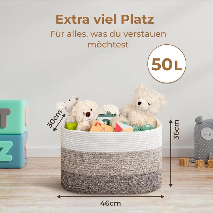 Великий кошик для зберігання - Прямокутний бавовняний кошик з ручкою - Великий кошик для ковдр, Вітальня - 46x36x30 см - Градієнтний жовтий - Плетений кошик для білизни - Зберігання іграшок, Дитяча кімната - 46x36x30 см Градієнтний жовтий