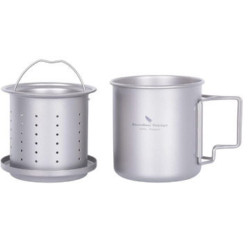 Титанова кружка iBasingo 420 мл з ситечком для чаю та кришкою Легка чашка з фільтром Кемпінг на відкритому повітрі Одношарова чашк