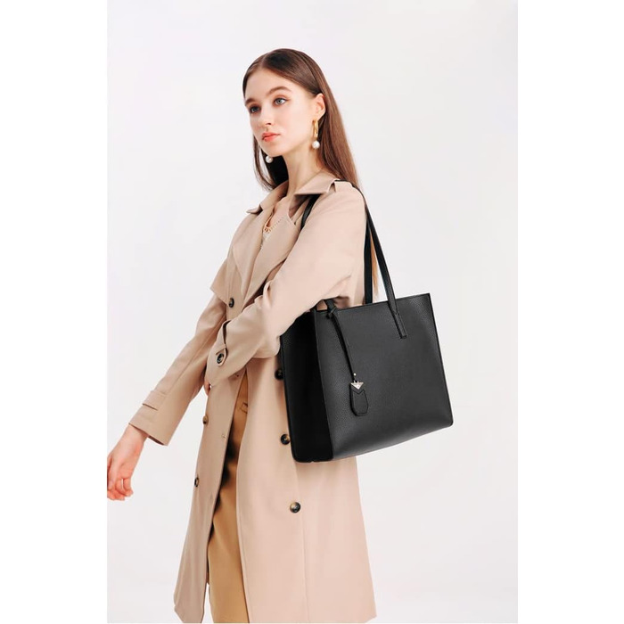 Жіноча сумка MORGLOVE Handbag Жіноча велика сумка шоппер Мода Школа Робота Дозвілля Ручка Сумка на блискавці (A-Black)