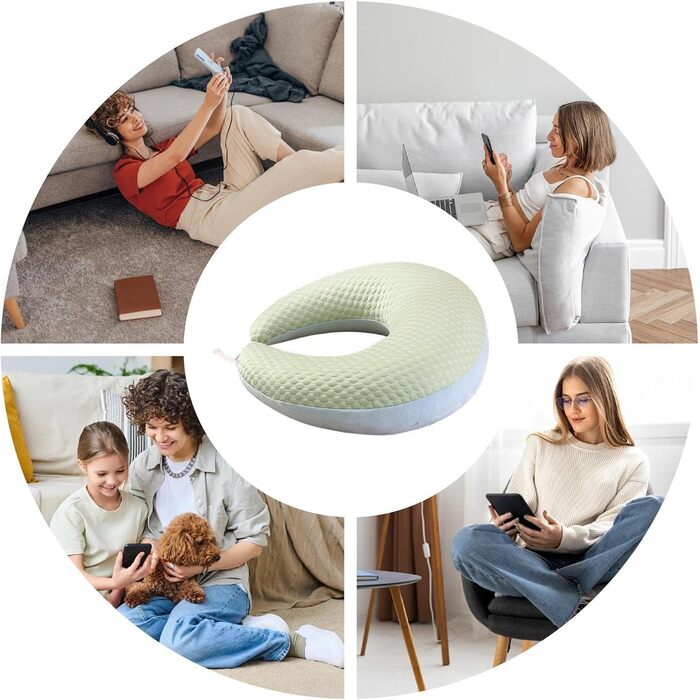 Ергономічна в&39язана подушка Crealis для рукоділля, творчих моментів, читання та ігор, для ліжка та дивана, підлокітник для читання, гри, роботи, в&39язання гачком, 60x58 см, зелена