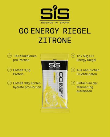 Енергетичні батончики Science in Sport GO Energy Bakes 50 г, 12 шт., лимон - смачні вуглеводні батончики з 30 г вуглеводів, постачальники енергії для силових тренувань