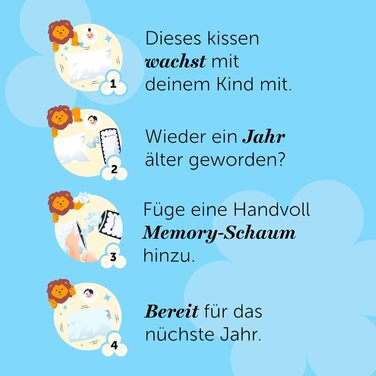 Дитяча подушка Cloudkiddo - Подушка - Регульована подушка - Піна з ефектом пам'яті - Для бокових і спинних спальних місць - Біла -