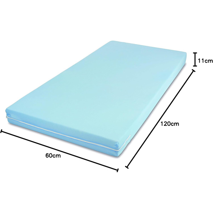 Матрац MSS eK Easy Active 60 x 120 x 11 см, що згортається, для дітей та дорослих, синій чохол, комфортна піна, 60 x 120 см