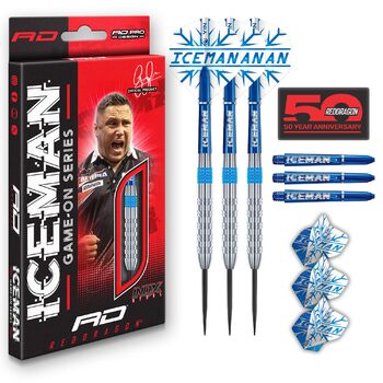 Набір дротиків RED DRAGON Professional Player Series зі сталевим наконечником, деками та держаками для дротиків Iceman