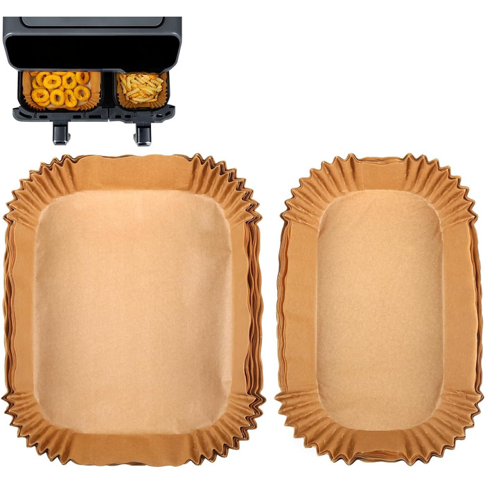 Папір для випічки GINOYA для Tefal EY9018 Dual Easy Fry 5.2/3.1 л, мультипіч Philips з подвійним кошиком 3000 серії, Moulinex 8.3 л, Cecotec, DMS, фритюрниці Аксесуари для двокамерної фритюрниці 100 шт. , папір для випічки для Tefal EY9018