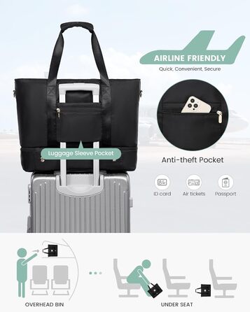 Велика жіноча дорожня сумка LOVEVOOK, водонепроникна дорожня сумка для вихідних з відділенням для взуття, лікарняна сумка, сумка для пологів, ручна поклажа, сумка для сауни, сумка для спортзалу, спортивна сумка, сумка для тренувань для подорожей (Ryanair)