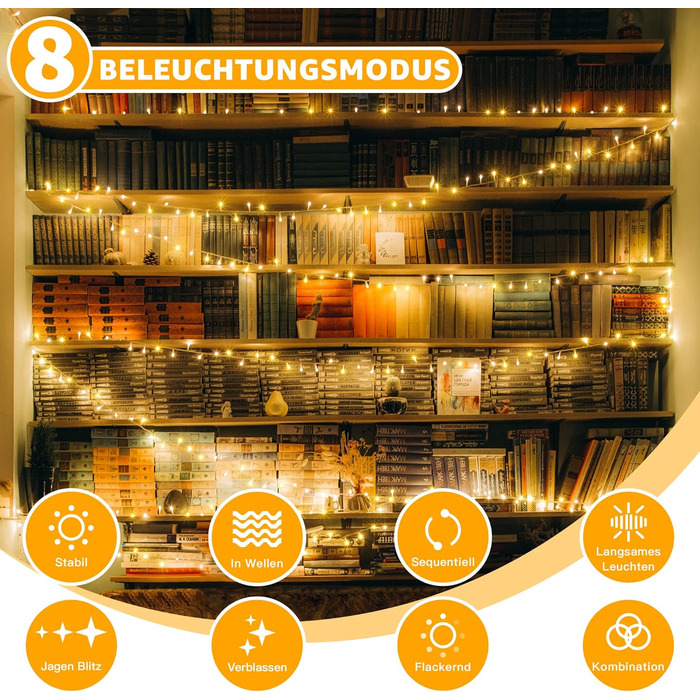 Казкові вогні на відкритому повітрі 60M 600 LED, казкові вогні з пультом дистанційного керування 8 режимів таймера, водонепроникни