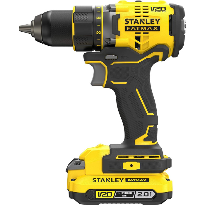 Двошвидкісний акумуляторний дриль-шуруповерт Stanley FatMax 18 В SFMCD720D2K (2,0 Ач, макс. крутний момент 80 Нм, безщітковий двиг